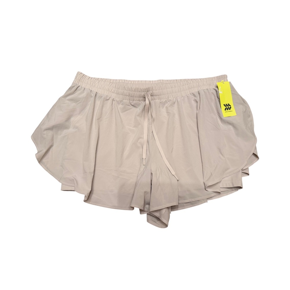 All in Motion Womens 1X High-Rise Tulip Shorts Beige Athletic Running NWT